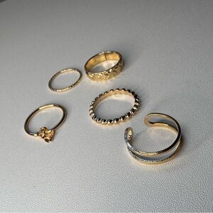 5pc Gold Minimalist Rings Set
